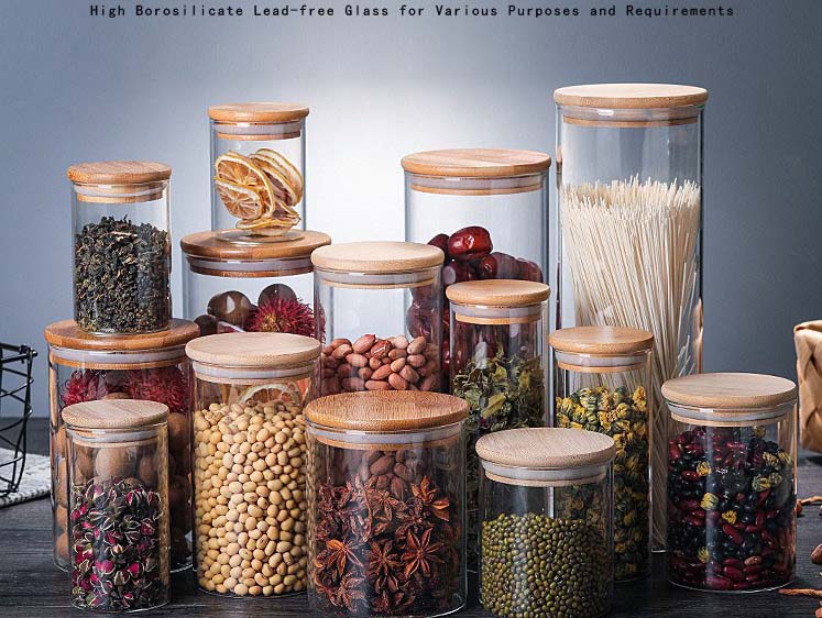 Straight Design High Borosilicate Glass Factory Customized Wholesale Airtight Clear Glass Jar With Lid Storage Tea Nuts Candy
