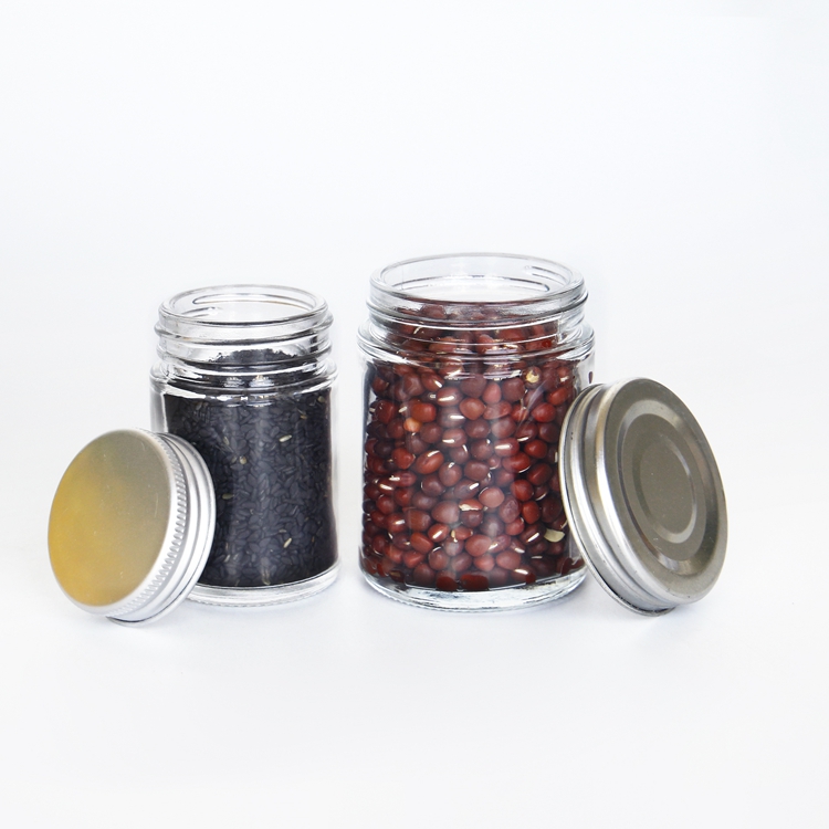 Straight Round Wide Mouth Glass Jar 4oz With Black /Golden /Silver Screw Lid For Jam Sauce