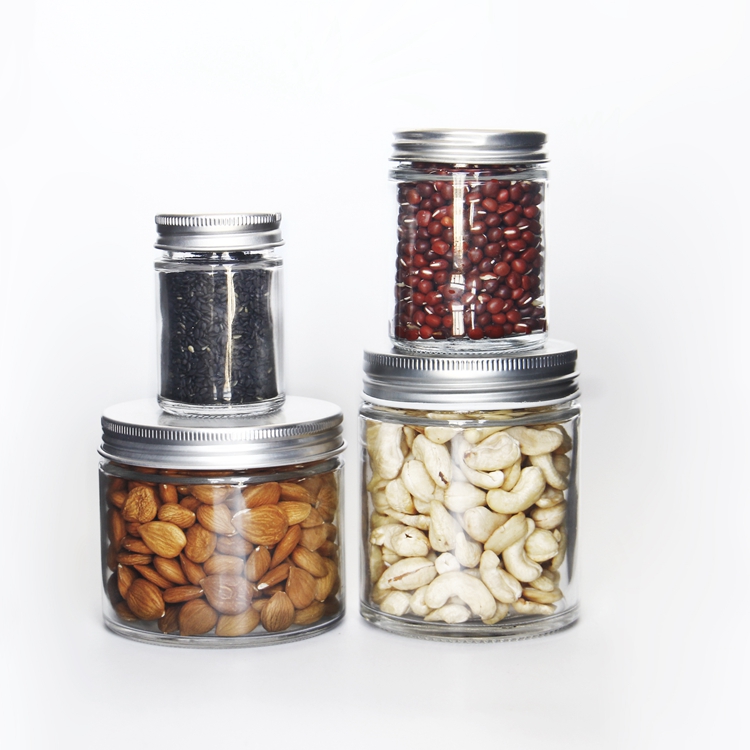 Straight Round Wide Mouth Glass Jar 8oz With Black /Golden /Silver Screw Lid For Jam Sauce