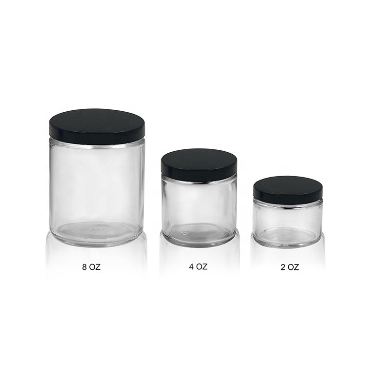 Straight Side 1 oz 2oz 4oz 8oz Clear Glass Ointment Cream Cosmetics Jar for 30ml cosmetics containers