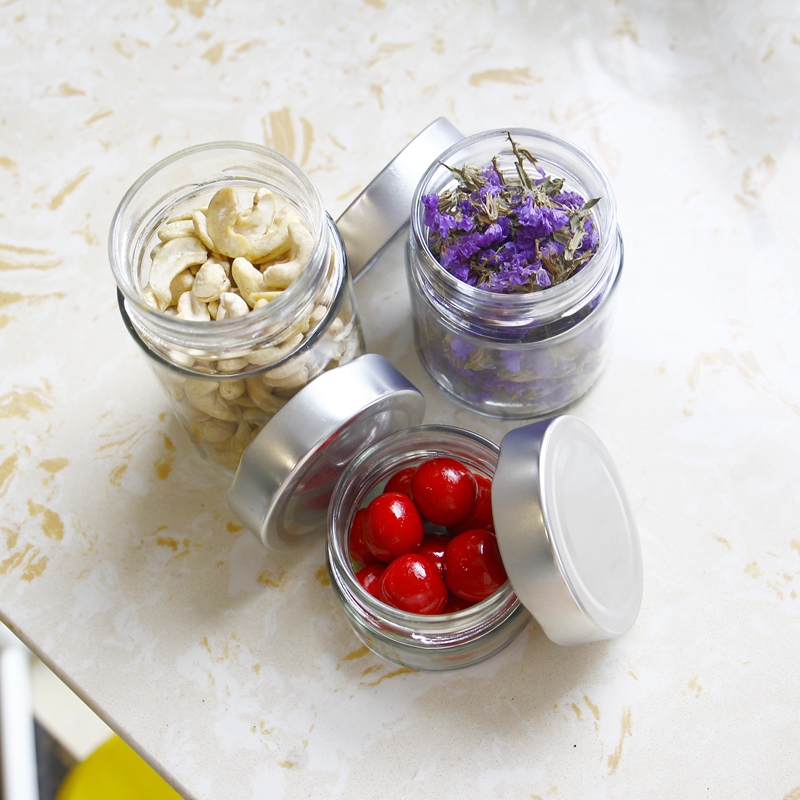 Straight Side 106ml/212ml/314ml Food Jars Empt Glass Bottle With Black Sliver Gloden Twist Off Tops