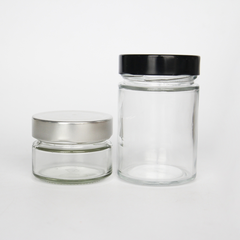 Straight Side 106ml/212ml/314ml Food Jars Empt Glass Bottle With Black Sliver Gloden Twist Off Tops
