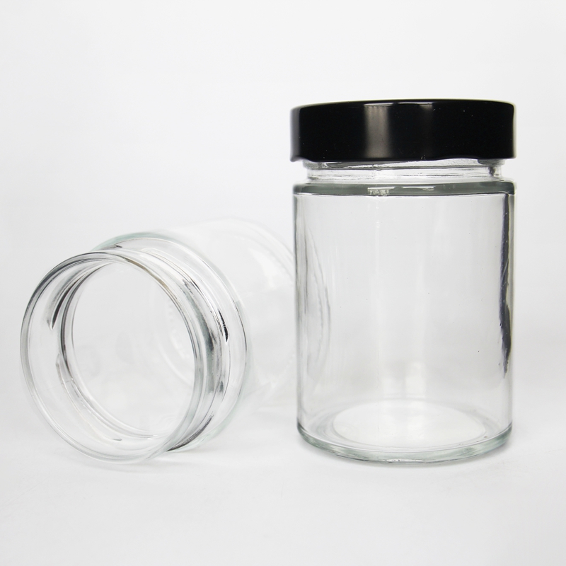 Straight Side 106ml/212ml/314ml Food Jars Empt Glass Bottle With Black Sliver Gloden Twist Off Tops