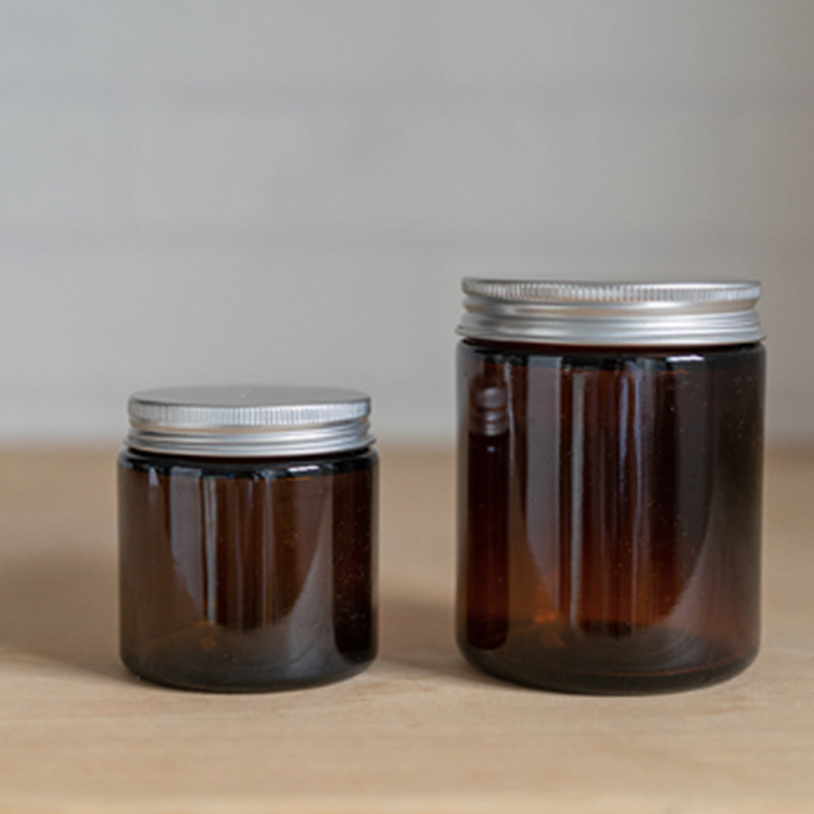 Straight Side Amber Glass Jar 250ml Candle Jar Cream Storage Jar with Lid