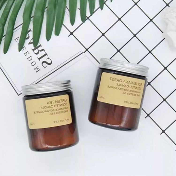 Straight Side Amber Glass Jar 250ml Candle Jar Cream Storage Jar with Lid