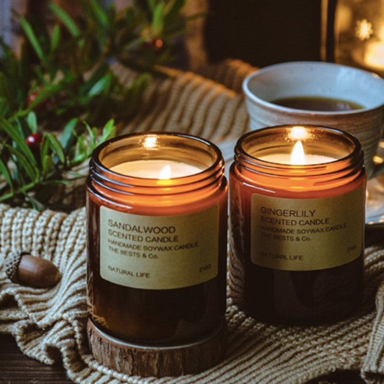 Straight Side Amber Glass Jar 250ml Candle Jar Cream Storage Jar with Lid