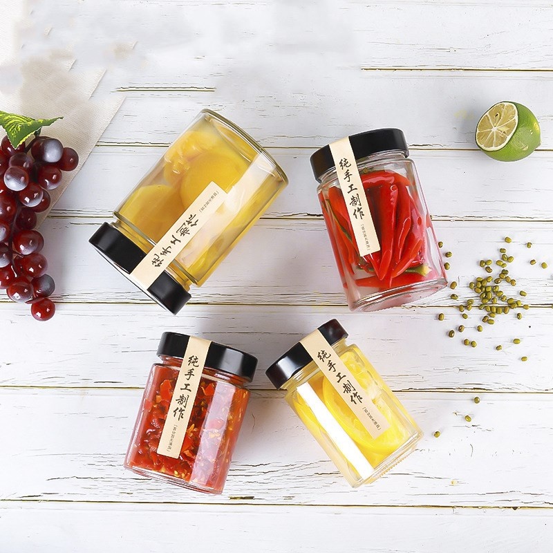 Straight Side Empty 100ml 150ml 180ml 280ml 380ml 500ml 750ml Container Storage Honey Pickles Jam Sauce Jelly Glass Jar Deep lid