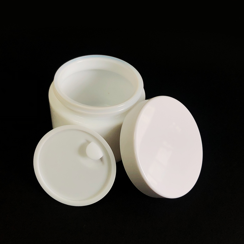 Straight Side Face Opal Cream Glass Jar With Plastic Lid