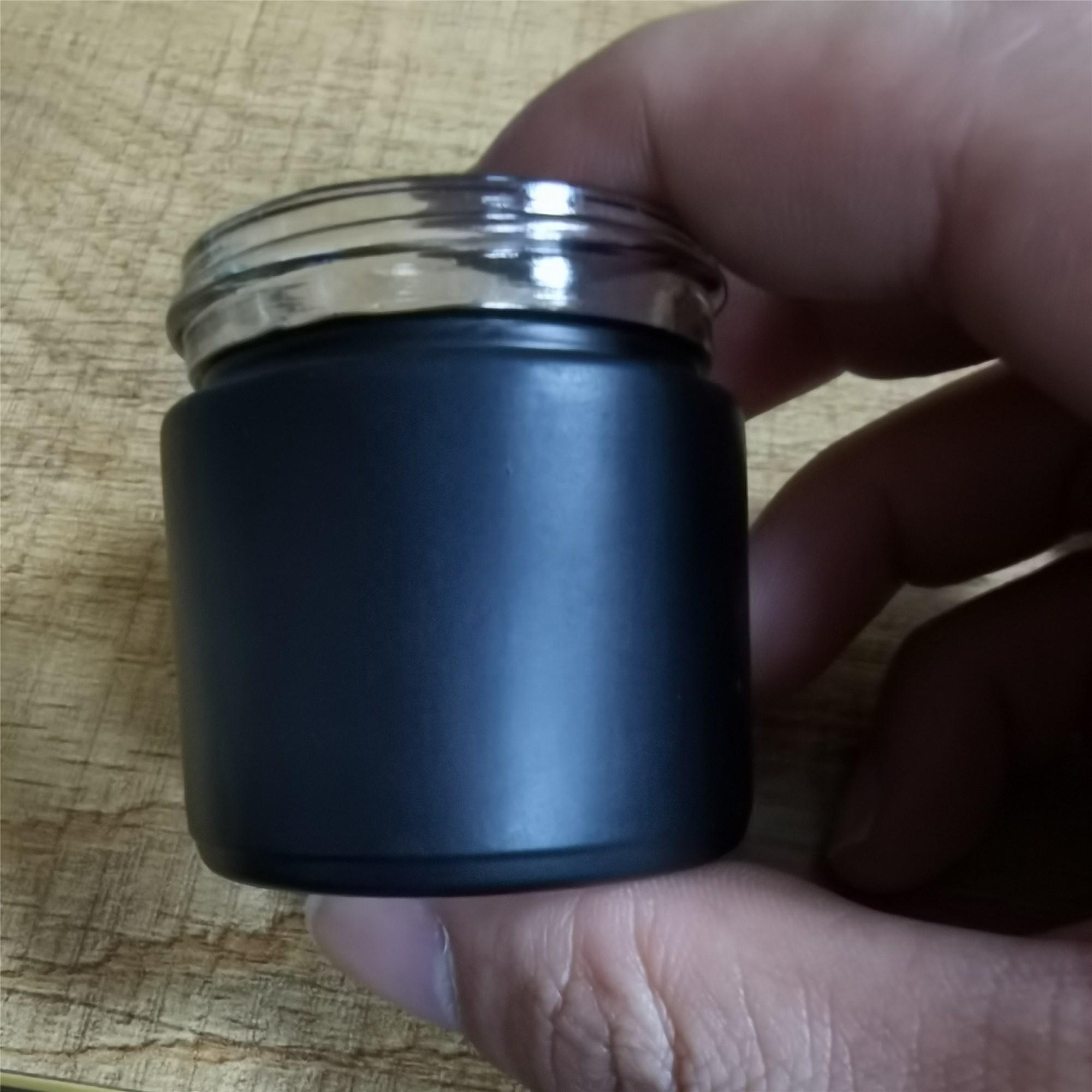 Straight Side Glass Regular Mouth Mason Jar With Metal Lid 1oz Matte Black