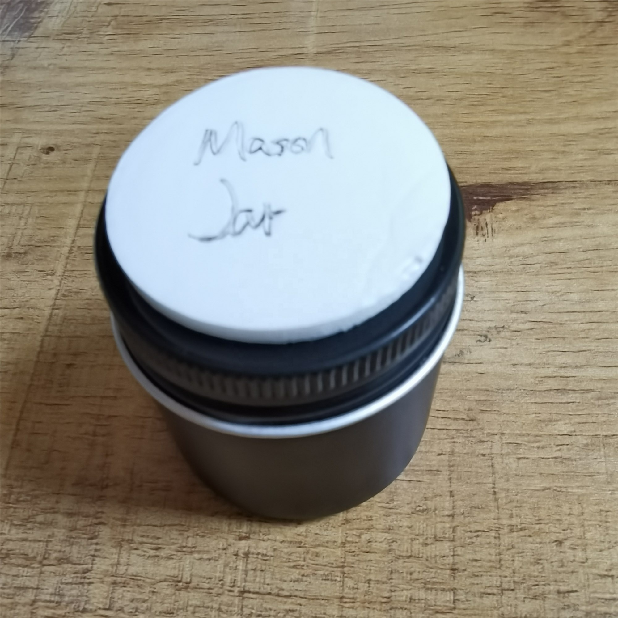 Straight Side Mason Jar with Silver Metal Lid Matte Black Lid Clear Bottom 1oz
