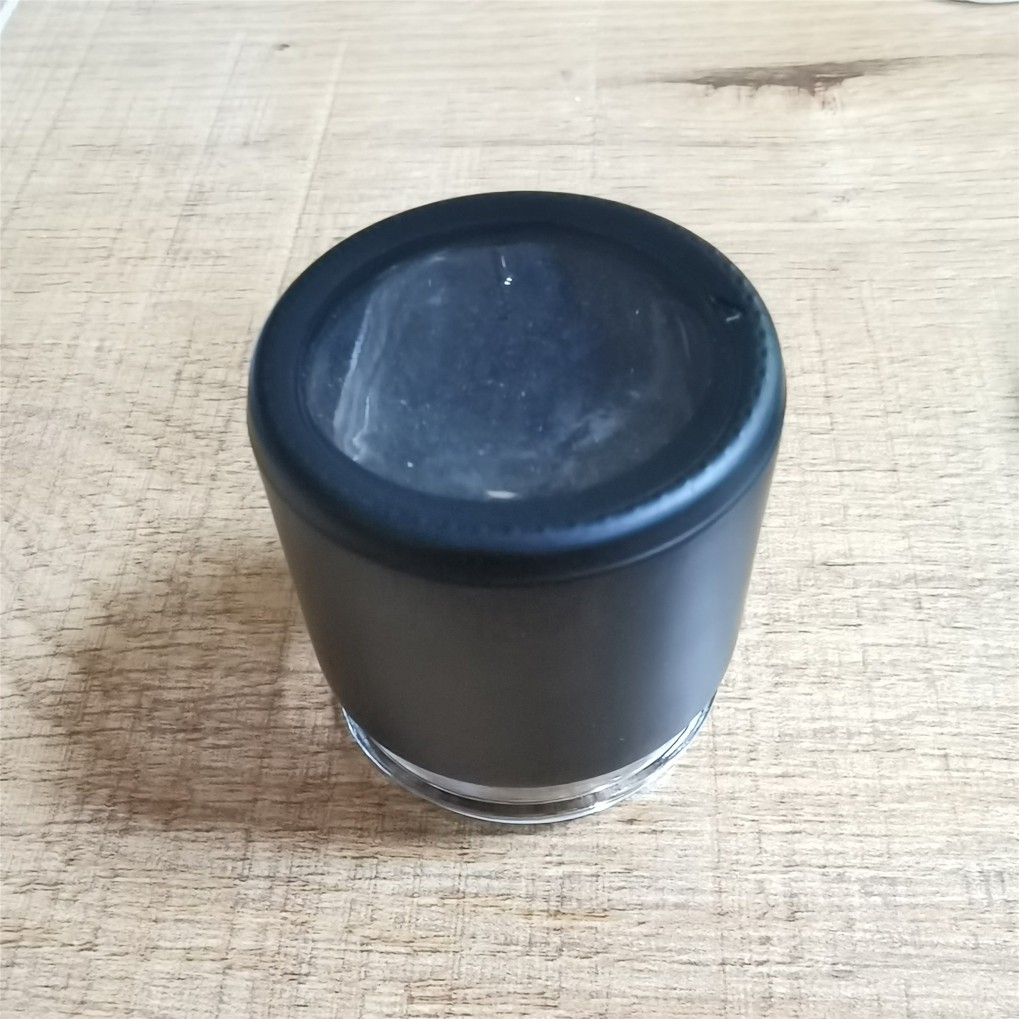 Straight Side Mason Jar with Silver Metal Lid Matte Black Lid Clear Bottom 1oz