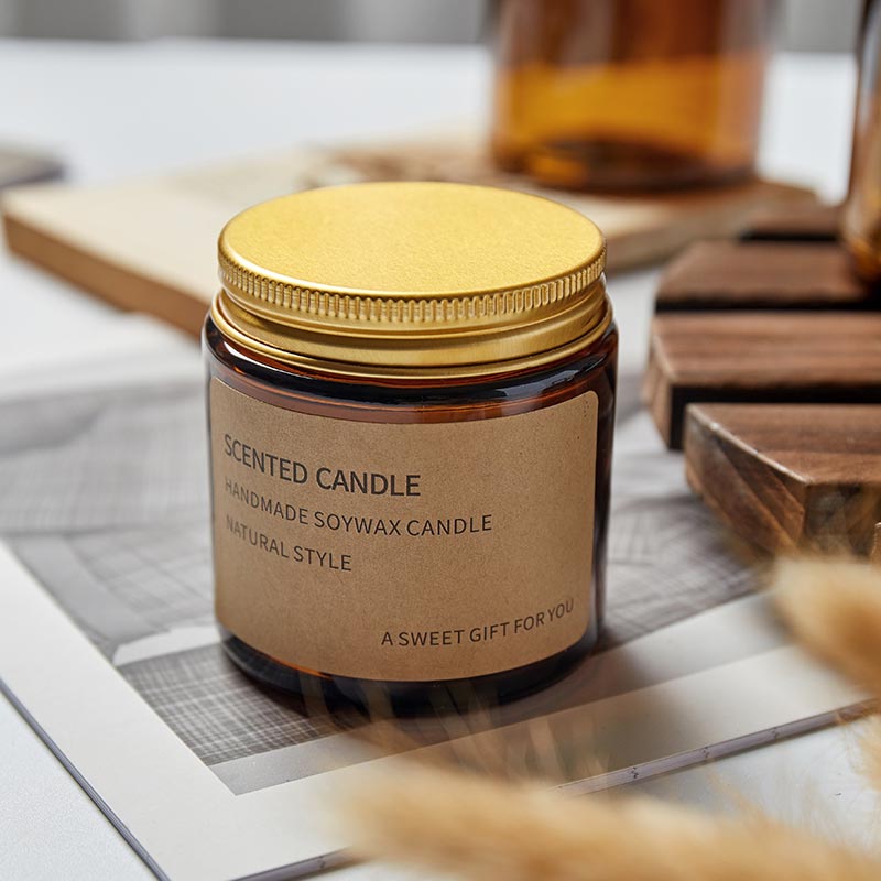 Straight Side Storage Bottles Sealed Clear Mason Food Jar 4oz 8oz 16oz Amber Jars For Cosmetics and Candle With Lid