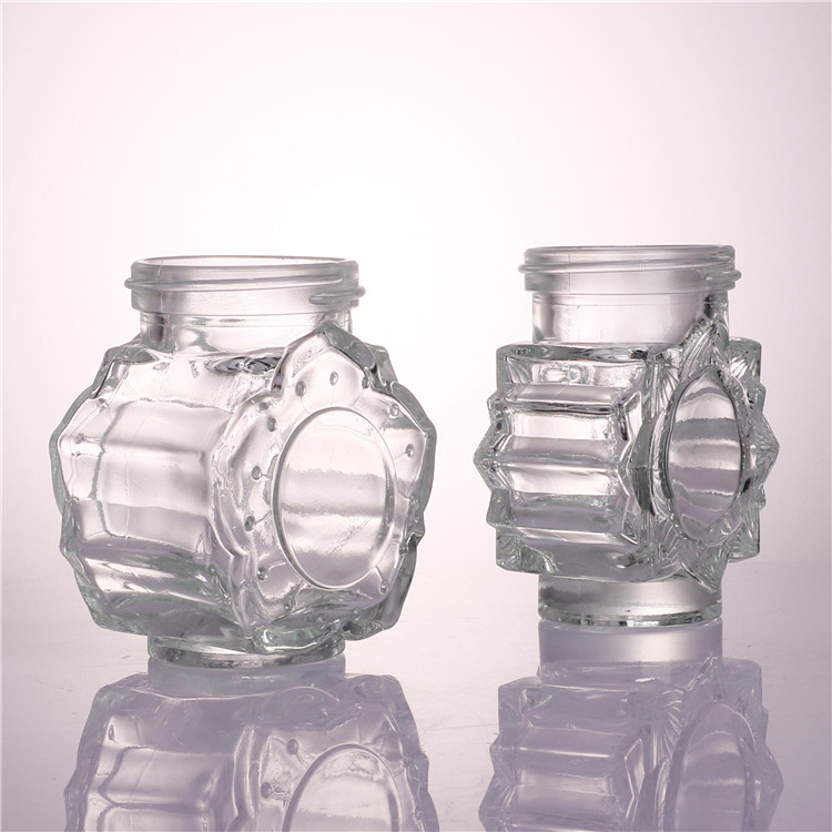 Straight Sided Clear Glass Jar 16 oz with Gold Lid