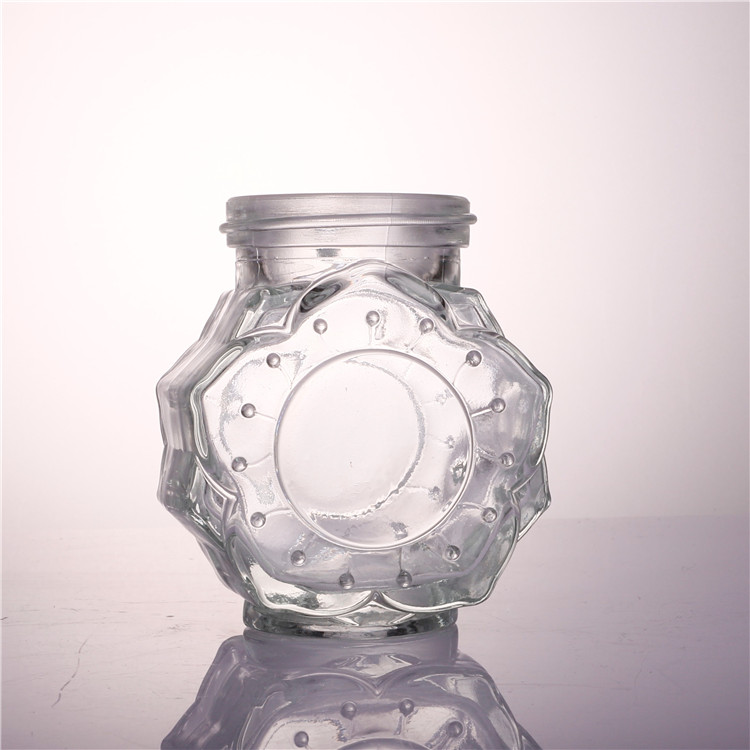 Straight Sided Clear Glass Jar 16 oz with Gold Lid