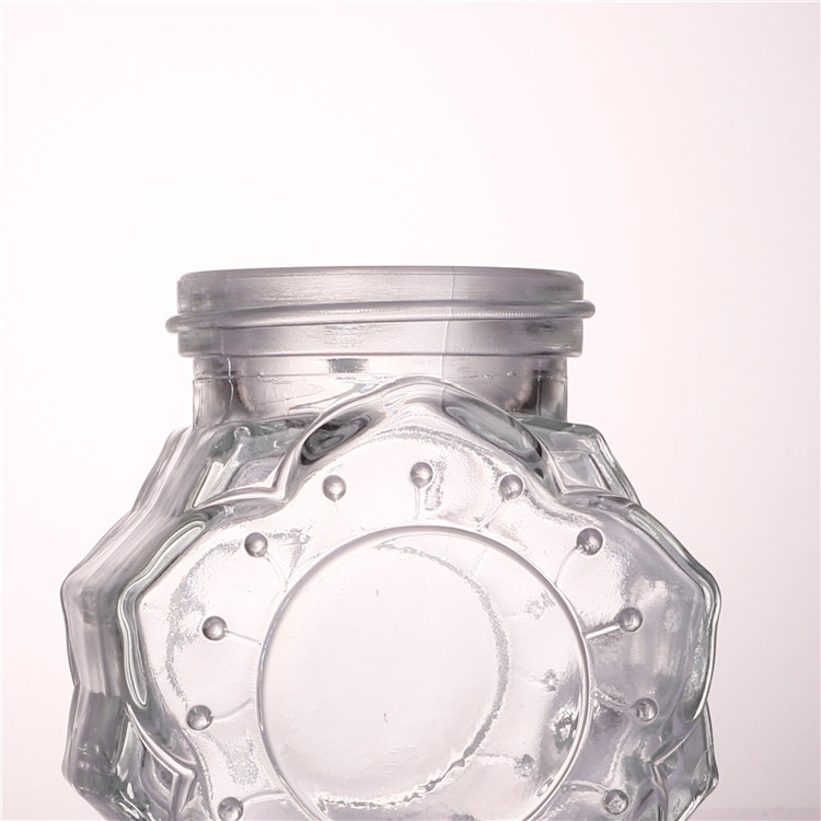 Straight Sided Clear Glass Jar 16 oz with Gold Lid