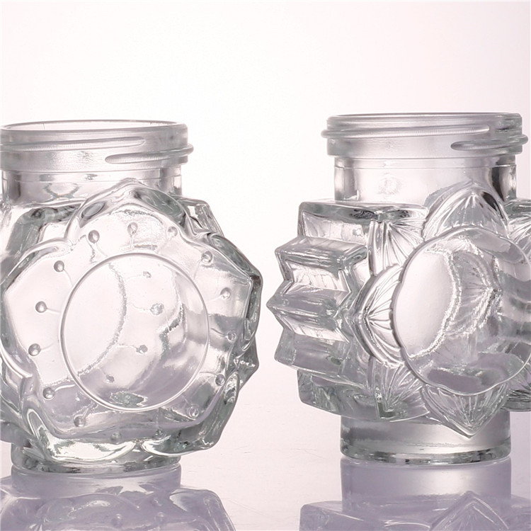 Straight Sided Clear Glass Jar 16 oz with Gold Lid