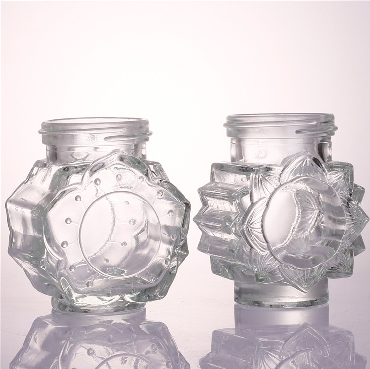 Straight Sided Clear Glass Jar 16 oz with Gold Lid