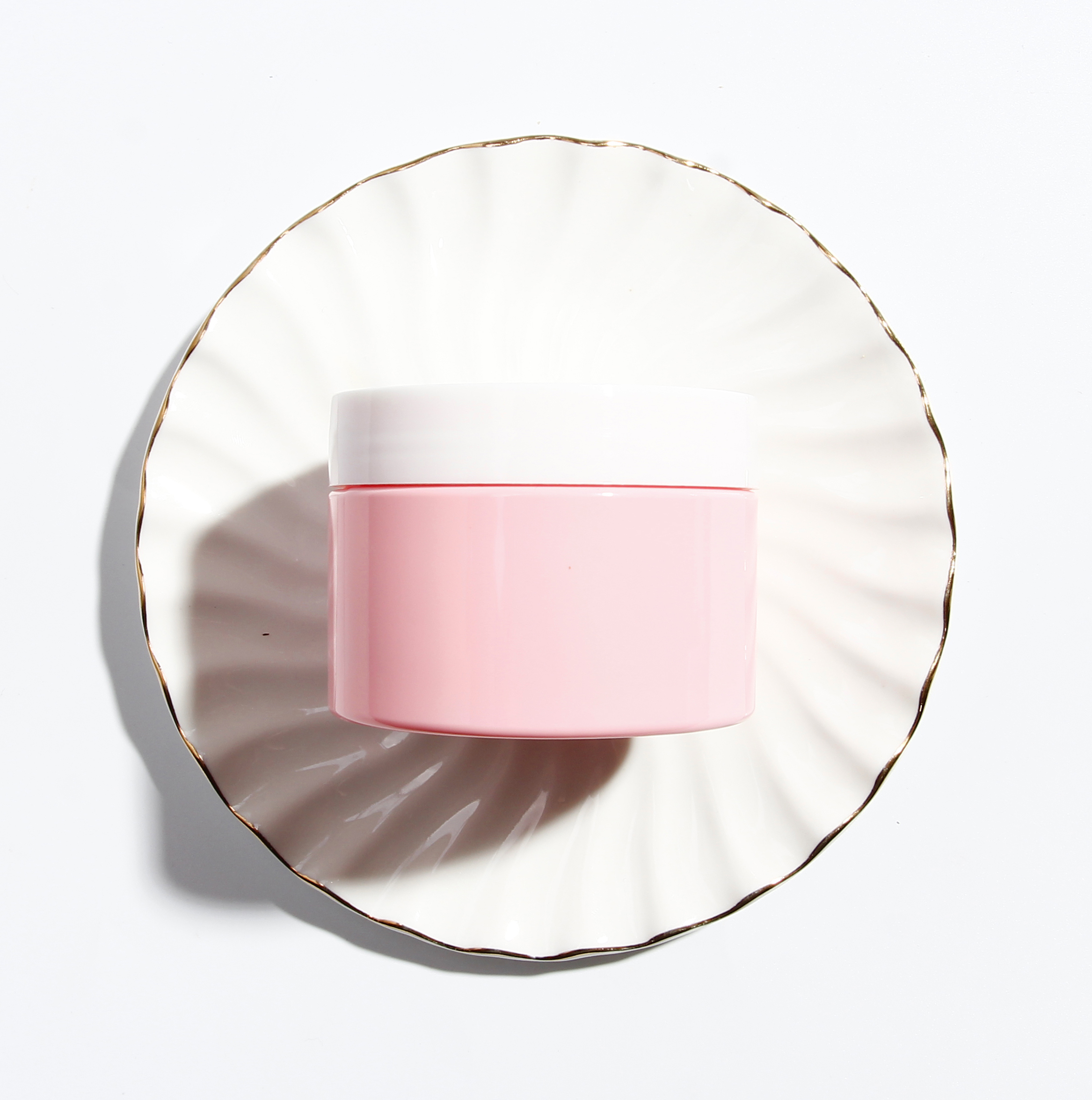 Straight Sided Jar Low Profile 120ml 4 oz Pink Plastic Jars With Lid Pink PET Cosmetics Containers