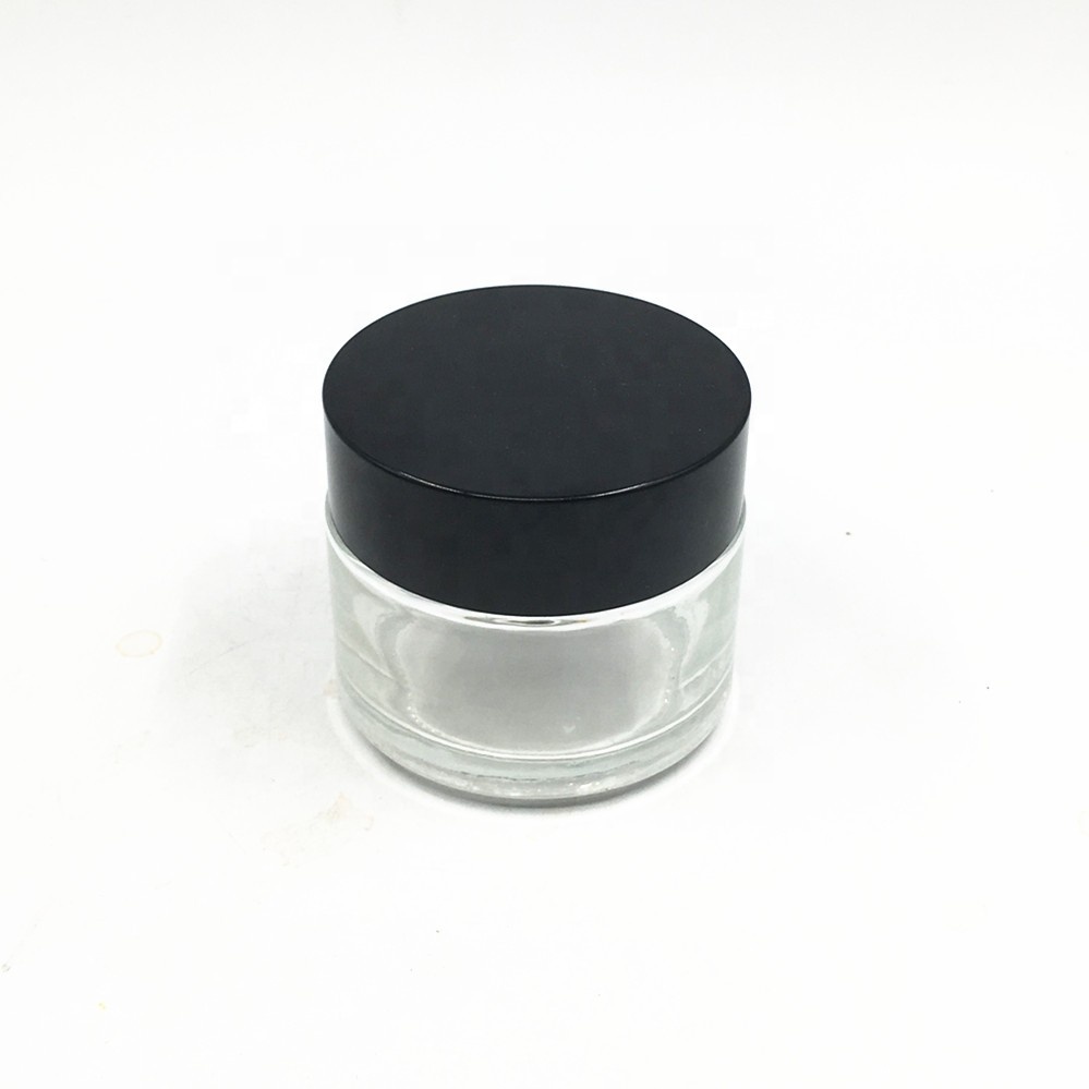 Straight Sided clear empty 50g cosmetic face eye cream glass jar&bottles mask container jar with plastic cap