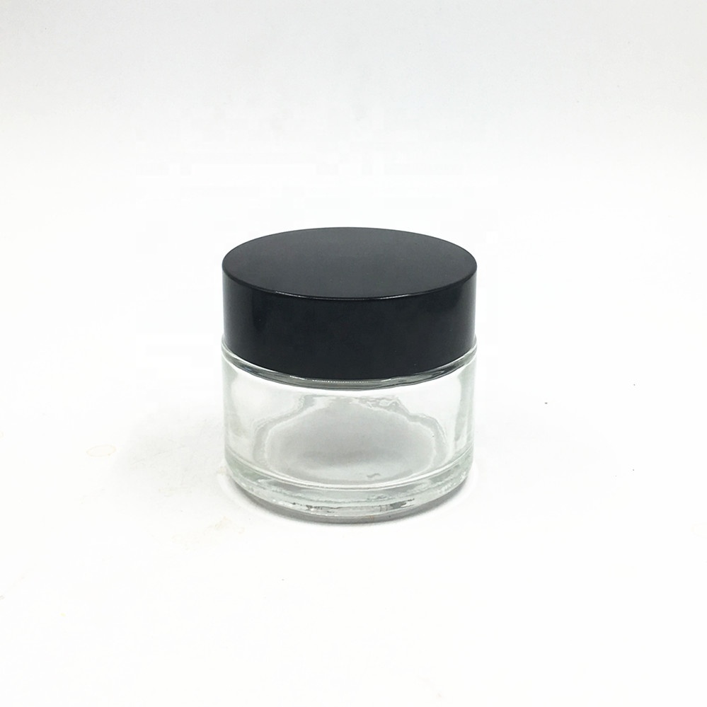 Straight Sided clear empty 50g cosmetic face eye cream glass jar&bottles mask container jar with plastic cap