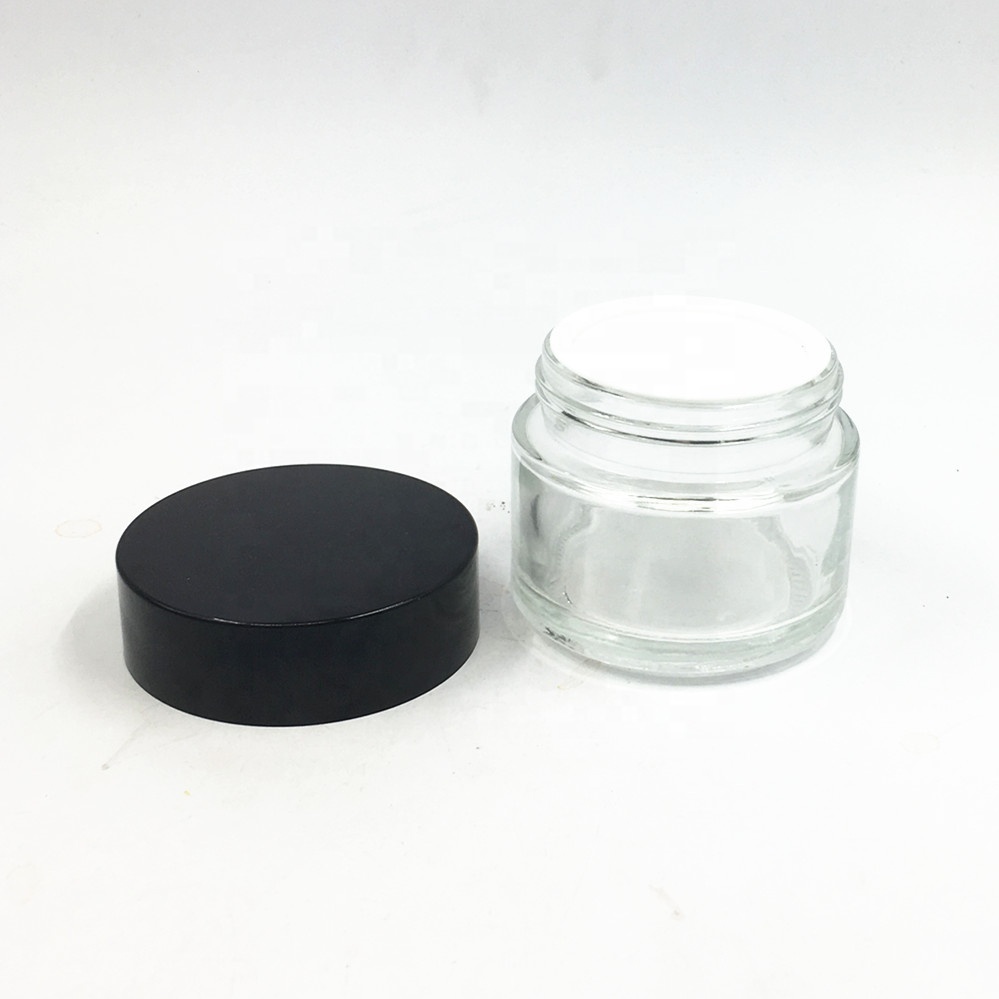 Straight Sided clear empty 50g cosmetic face eye cream glass jar&bottles mask container jar with plastic cap
