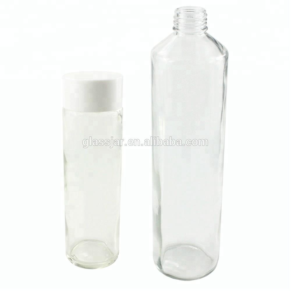 Straight round shape water glass bottle 500ml for drinking