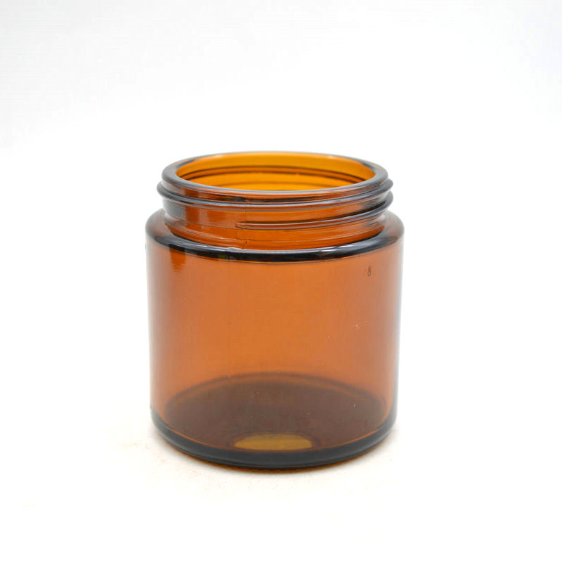 Straight side 4oz amber glass jar for candle with golde aluminium lid