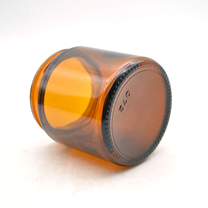 Straight side 4oz amber glass jar for candle with golde aluminium lid