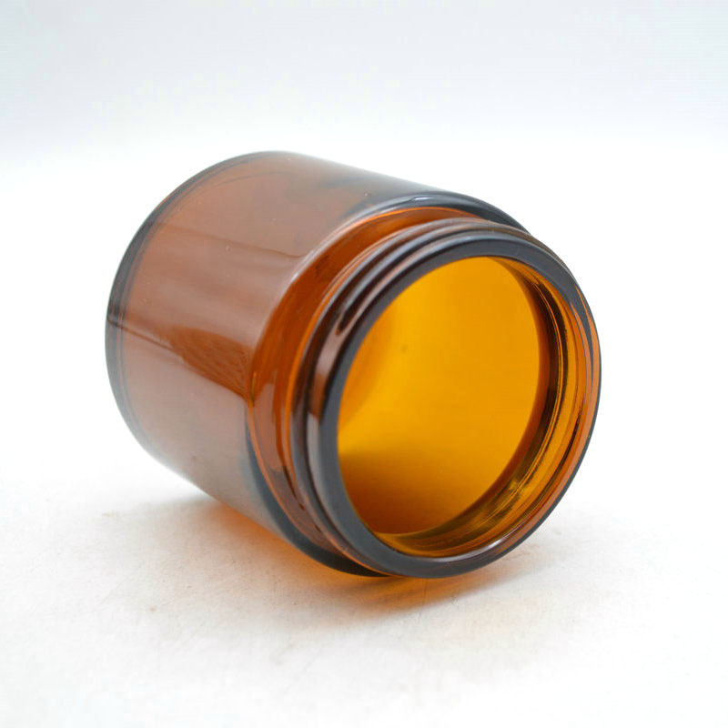 Straight side 4oz amber glass jar for candle with golde aluminium lid
