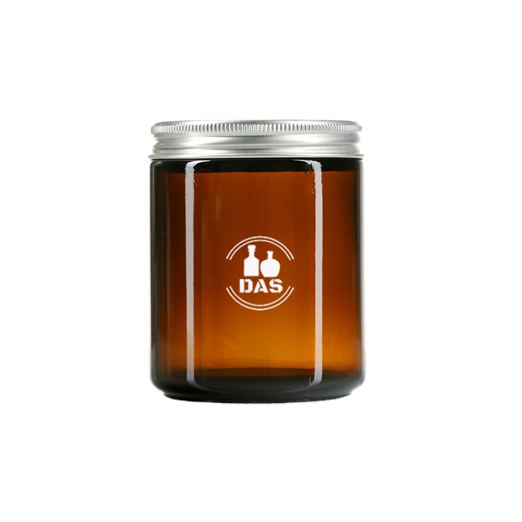 Straight sided 4oz amber glass jar for face cream with white aluminium lid