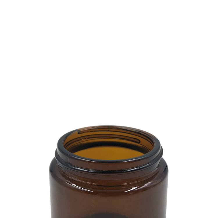 Straight sided 4oz amber glass jar for face cream with white aluminium lid
