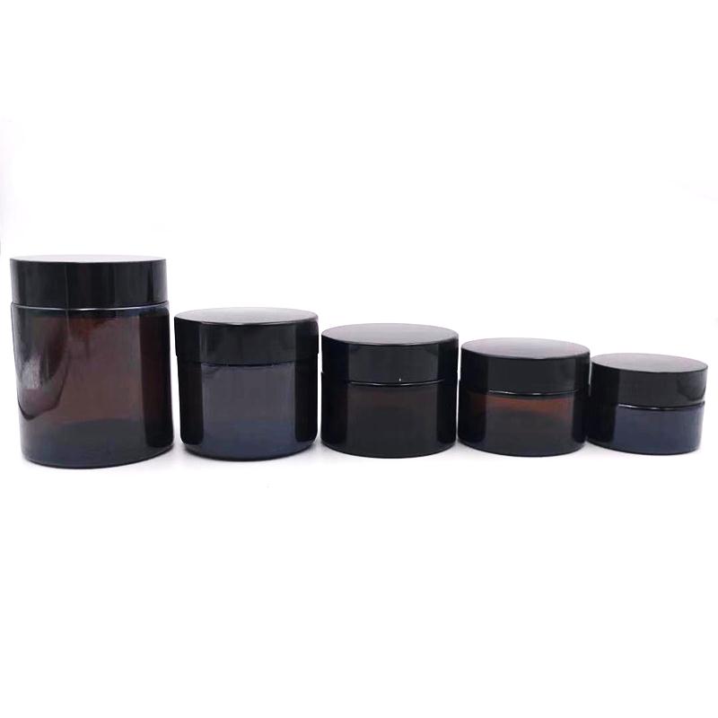 Straight sided wide mouth 5g 10g 15g 30g 50g 60g 100g 200g amber glass jars for cosmetic and candles