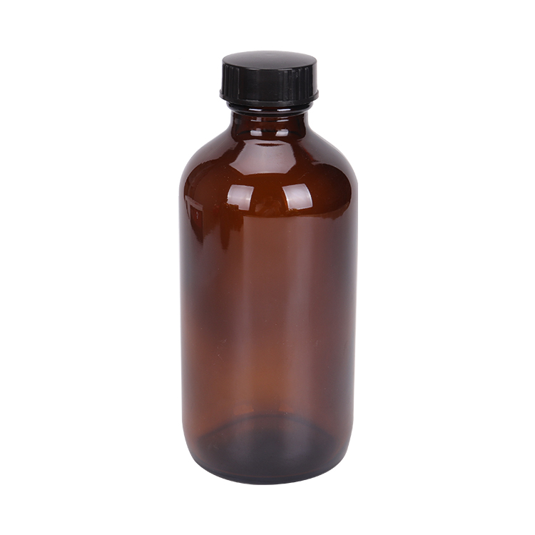 Strong Seal Black Cap 0.5oz 1oz 2oz 4oz 8oz 16oz 32oz Brown Amber Boston Glass Bottle