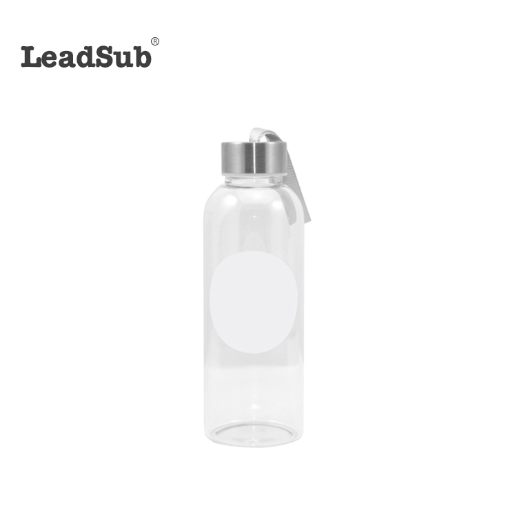 Sublimation custom coated glass water bottles blank clear sublimation glass sport drinking water bottle sublimation with rope