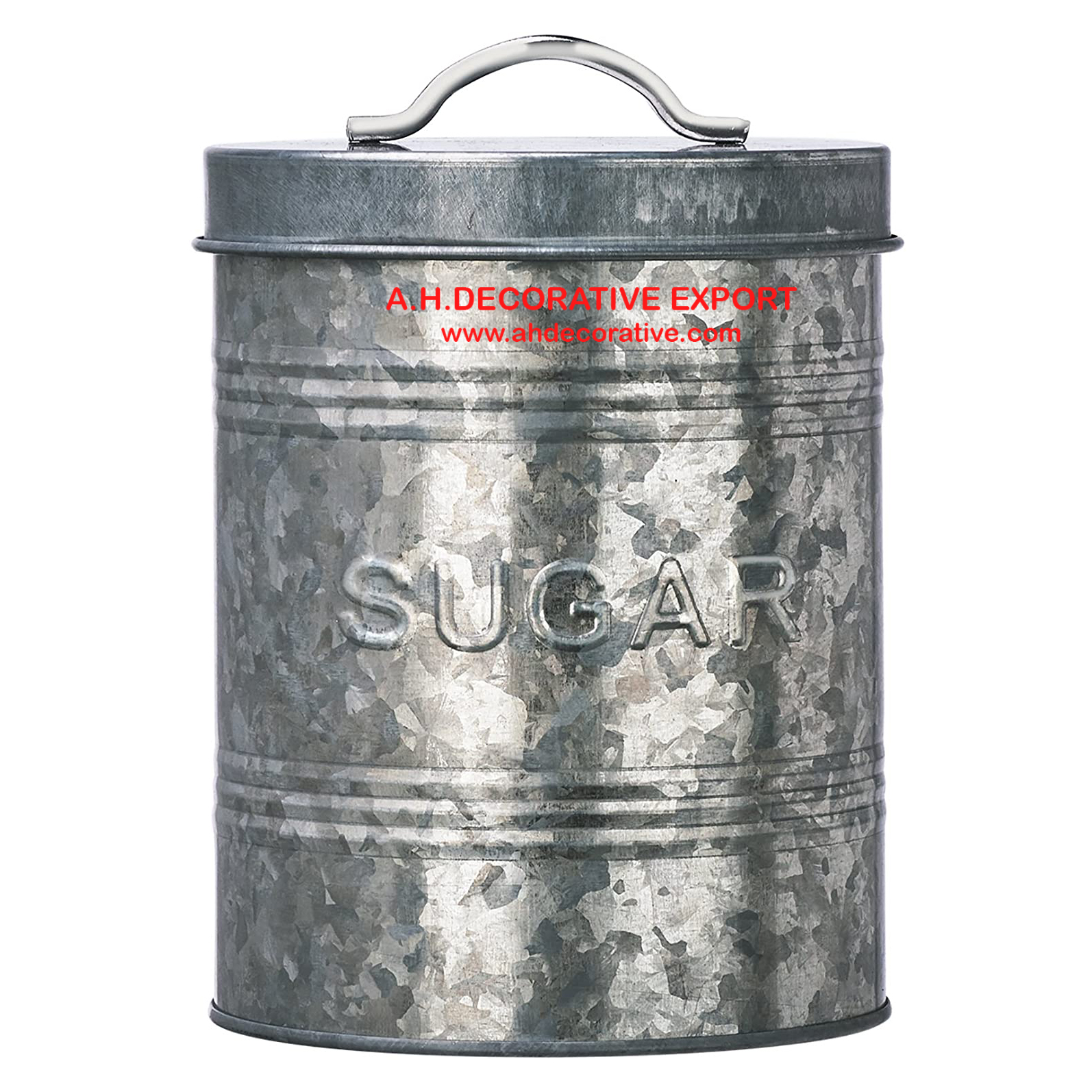 Sugar Storage Canister for Kitchen Use/Decorative Kitchen Storage Galvanized Canister