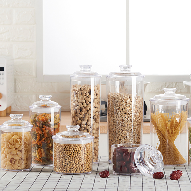 Sugar eco-friendly Round storage bottles &amp; jars clear plastic airless transparent container jar 1000ml packaging