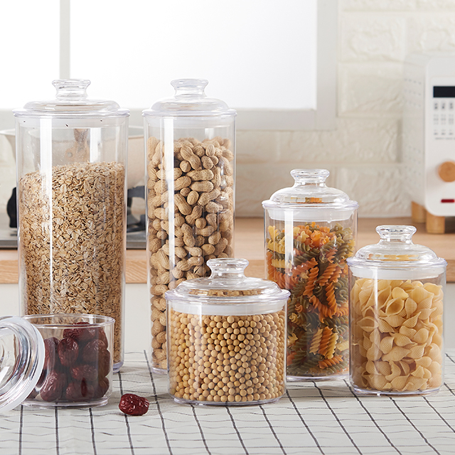 Sugar eco-friendly Round storage bottles &amp; jars clear plastic airless transparent container jar 1000ml packaging
