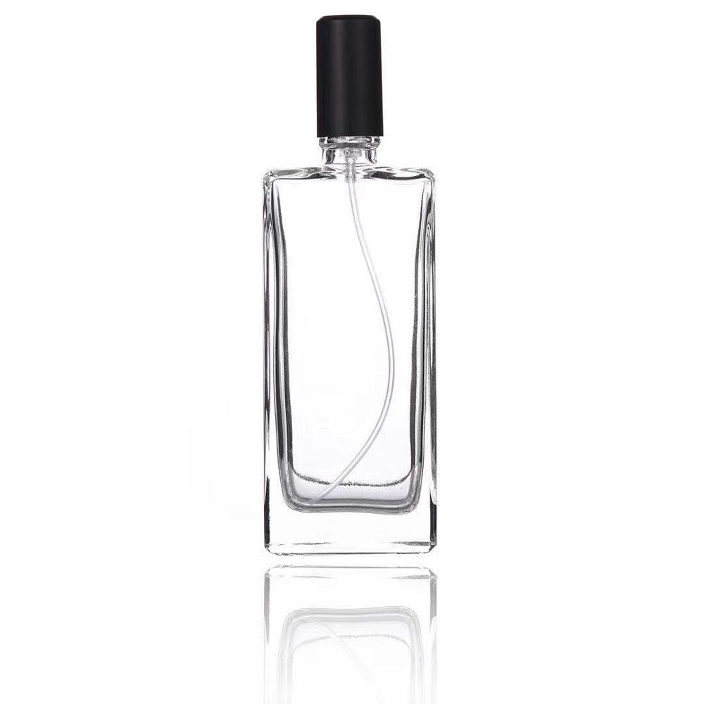 Sunrise screw neck eas refill flat square empty 50ml glass spray perfume bottle