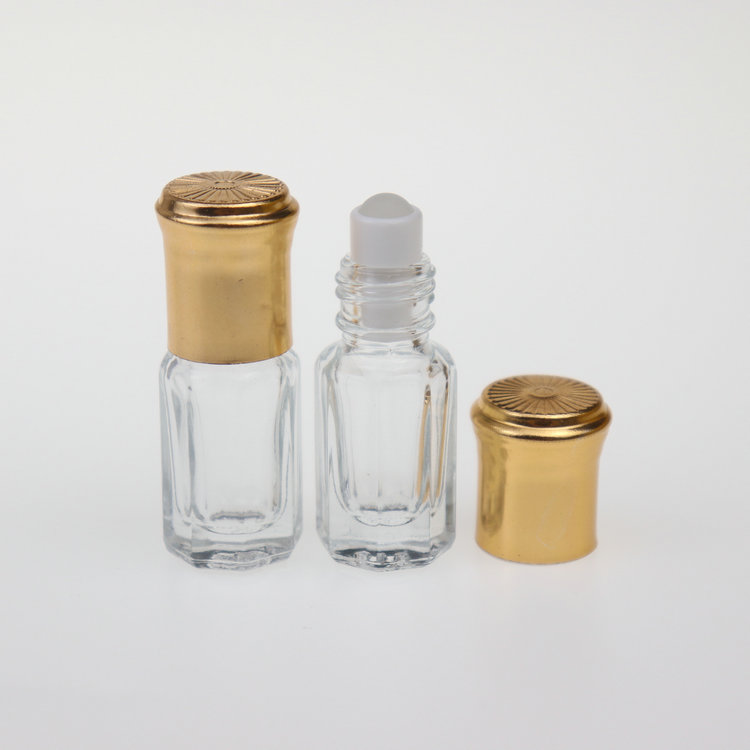Super September 3ml 6ml 12ml fancy octagon attar Glass oud attar Perfume Tester bottles for oud oil with roller
