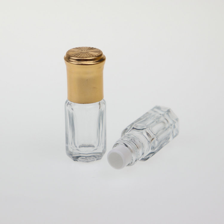 Super September 3ml 6ml 12ml fancy octagon attar Glass oud attar Perfume Tester bottles for oud oil with roller
