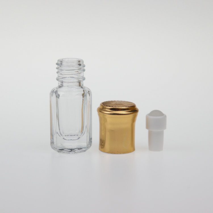 Super September 3ml 6ml 12ml fancy octagon attar Glass oud attar Perfume Tester bottles for oud oil with roller