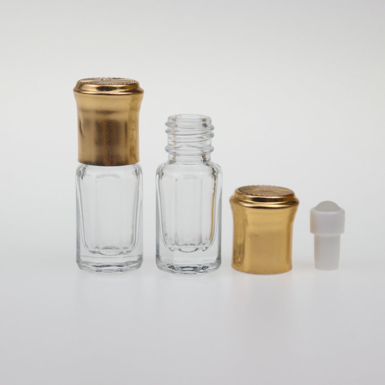 Super September 3ml 6ml 12ml fancy octagon attar Glass oud attar Perfume Tester bottles for oud oil with roller