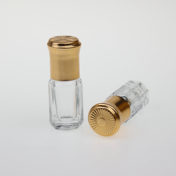 Super September 3ml 6ml 12ml fancy octagon attar Glass oud attar Perfume Tester bottles for oud oil with roller