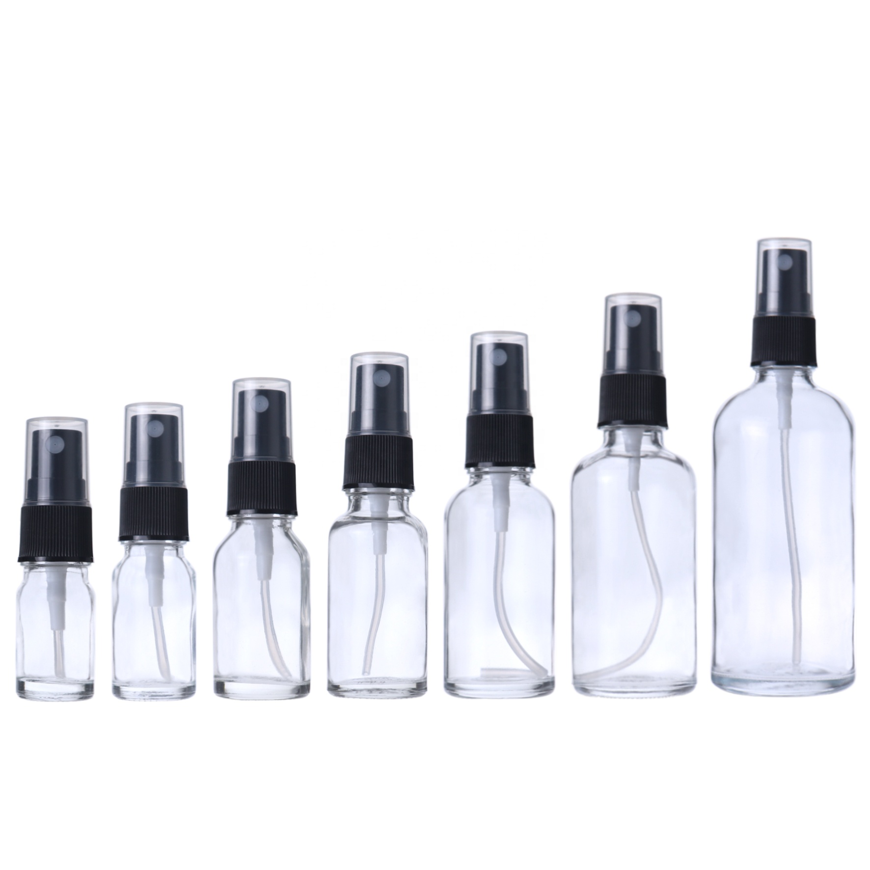 Super September 5ml 10ml 20ml 30ml 50ml 60ml 100ml 120ml clear refillable atomizer spray  perfume glass round boston pump bottle