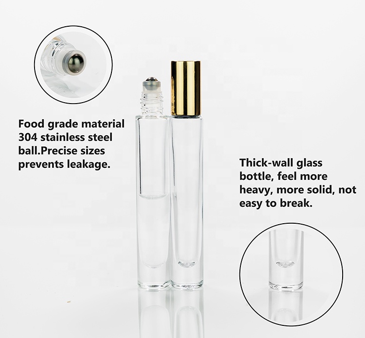Super promotion glass essential oil roller 10ml clear roll on bottles free shipping