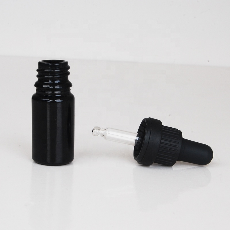 Super quality Anti UV uv proof solid black glass bottle with tamper evident dropper cap