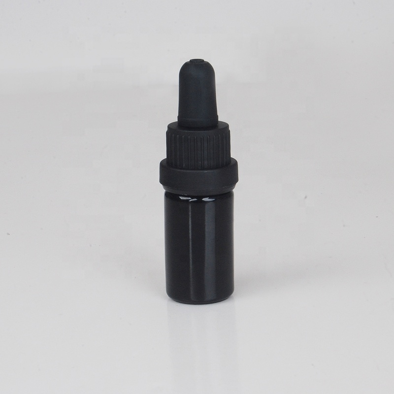 Super quality Anti UV uv proof solid black glass bottle with tamper evident dropper cap