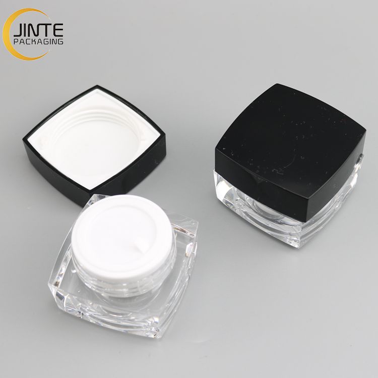 Superably Luxury Acrylic Cream Jars Packaging Square Bottles Suger Scurb Jars 1oz