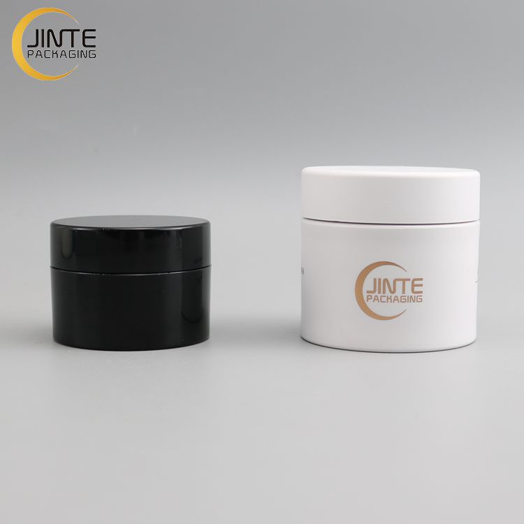 Superably Popular Plastic Container Packaging Black White Jars Custom  2oz  PowderJars