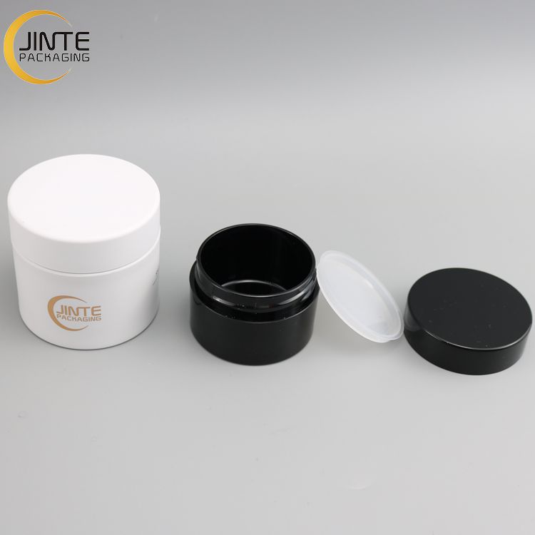 Superably Popular Plastic Container Packaging Black White Jars Custom 2oz PowderJars